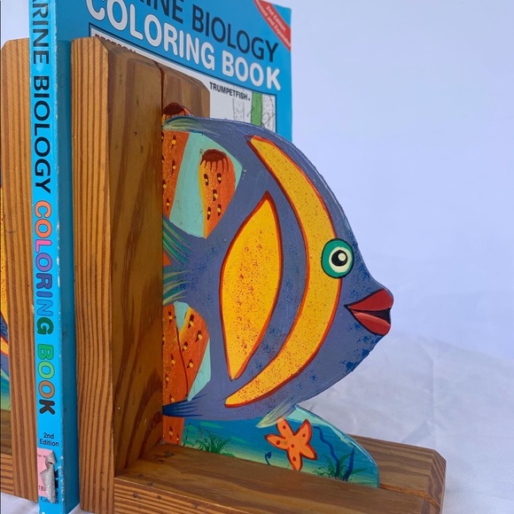 Wooden Fish Book End Set - Picture 3 of 5